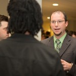 A small group engaged in conversation